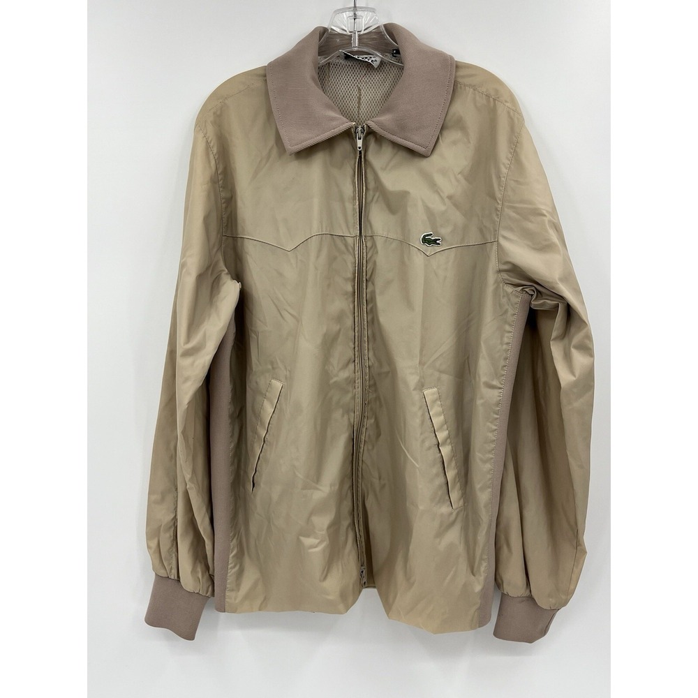 Vintage Izod Lacoste Full Zip Windbreaker Jacket Medium Beige